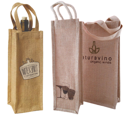 Bolsas de yute para vino personalizadas