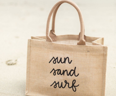 bolsa de playa en yute con fuelle