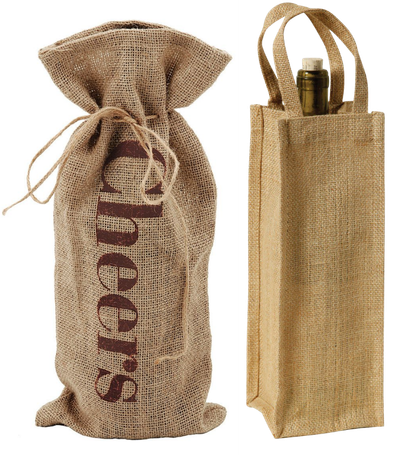 Bolsas de yute para botellas de vino como regalo ecológico